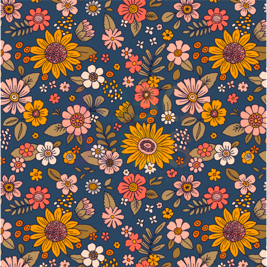 Groovy flowers navy