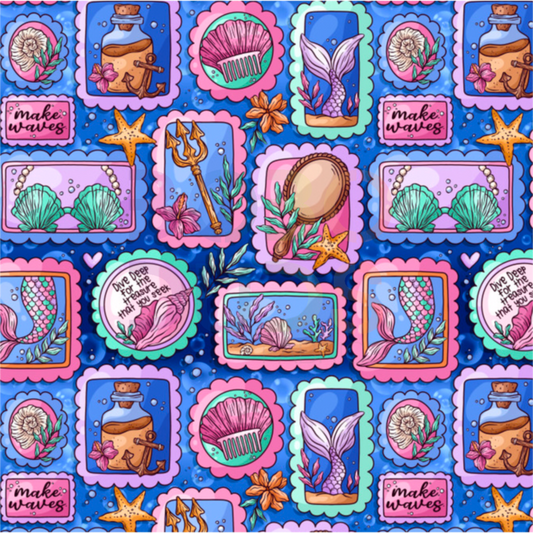 Mermaid stamps bright