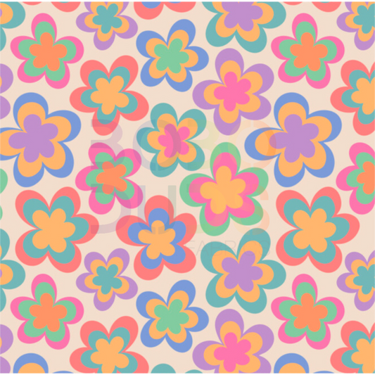 Retro rainbow flowers