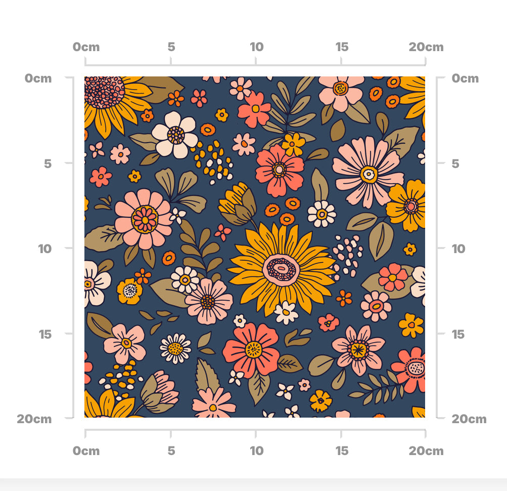 Groovy flowers navy