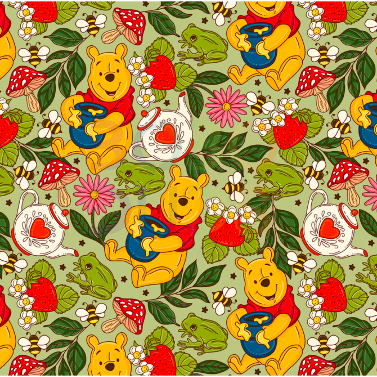 Pooh tea party (green)