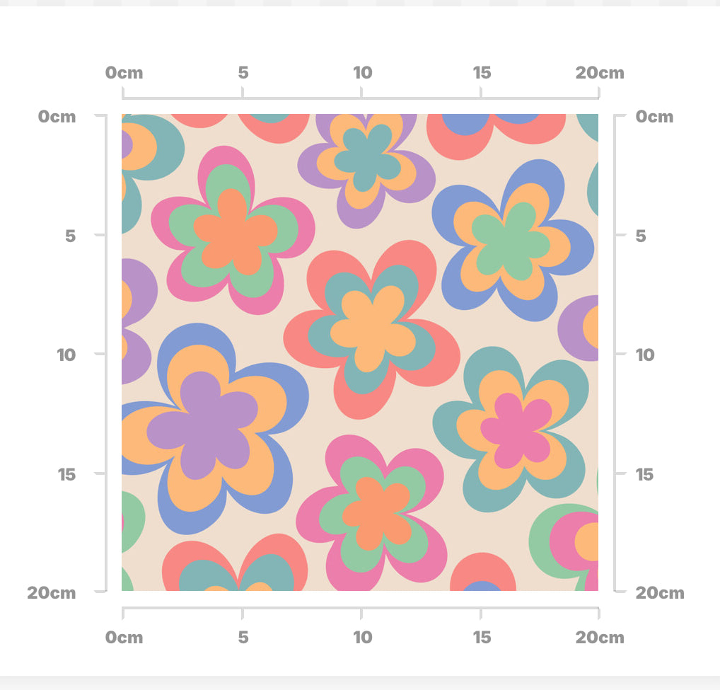 Retro rainbow flowers