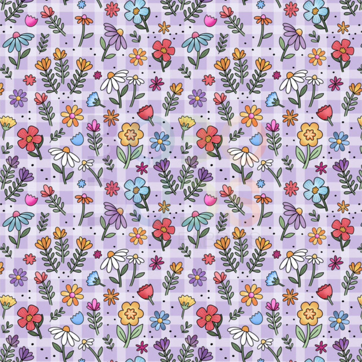 Lilac gingham ditsy floral