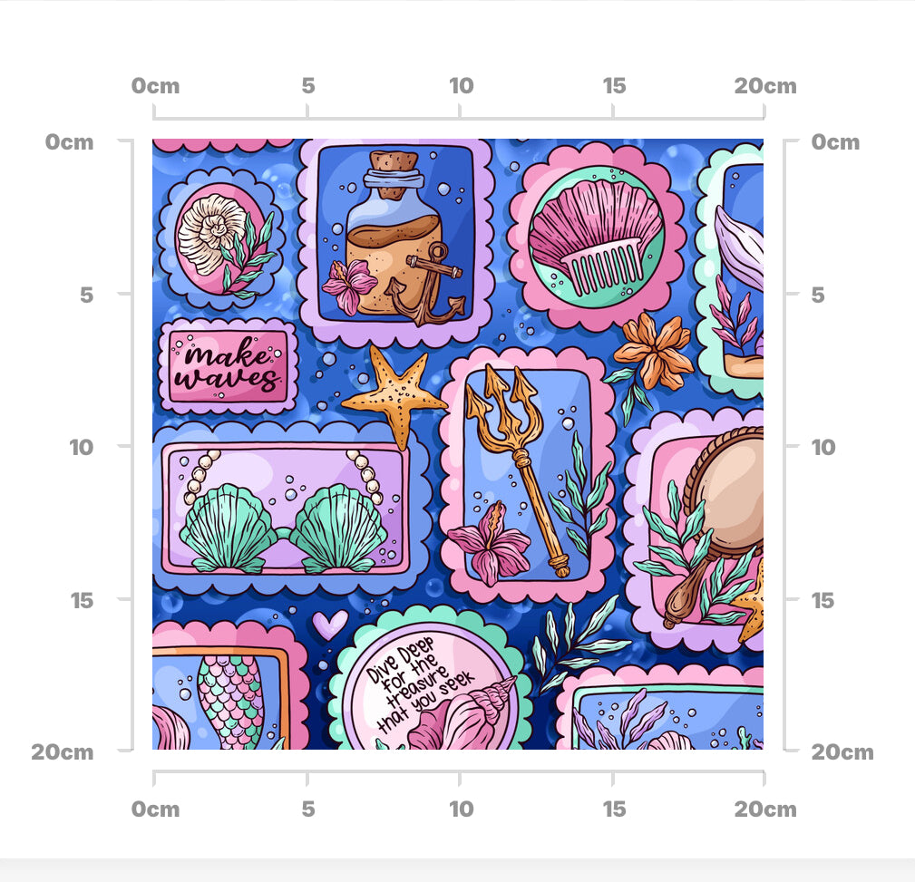 Mermaid stamps bright