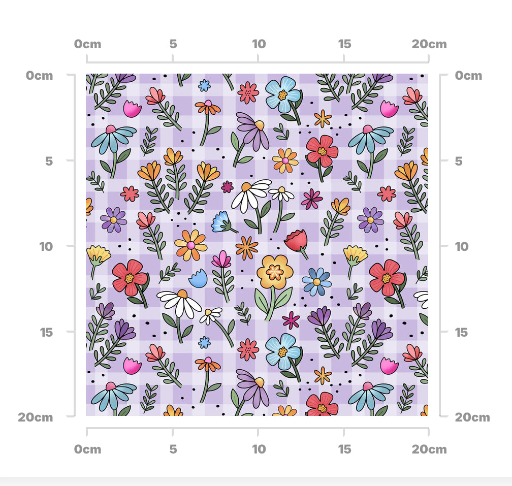 Lilac gingham ditsy floral