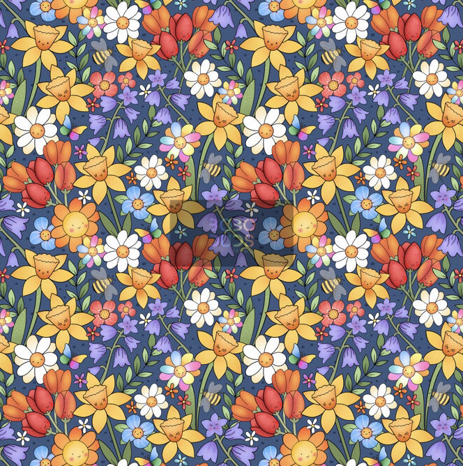 Spring floral (navy)