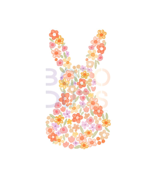 Ditsy floral bunny (PNG Transfer)