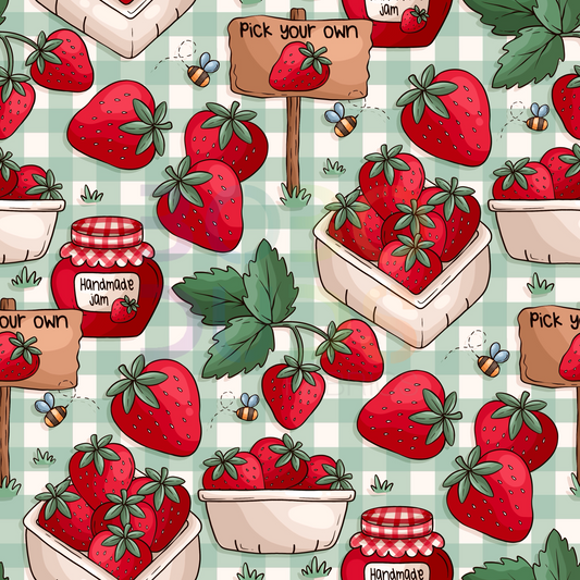Strawberry picking (gingham)
