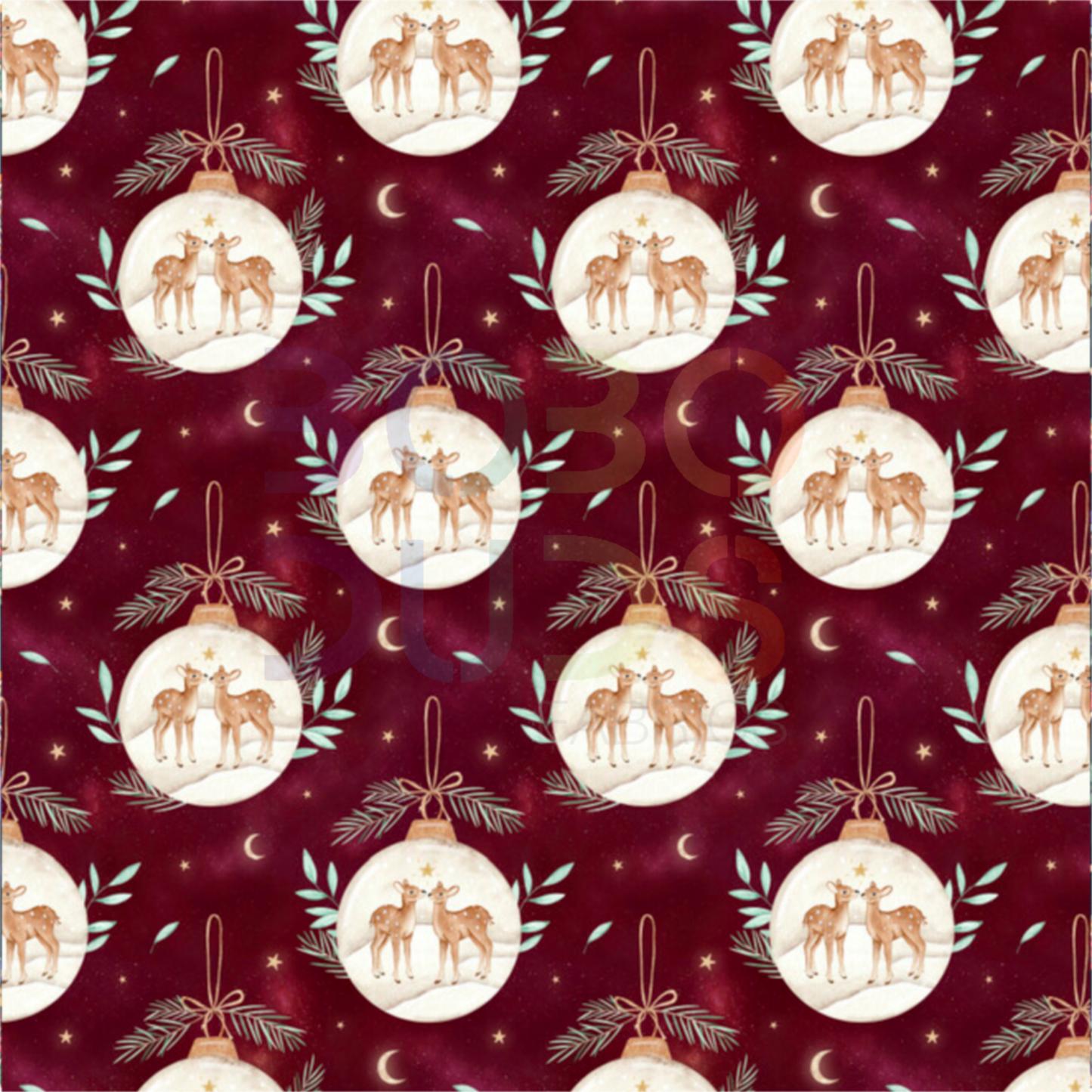Winter fawn baubles (Ruby)