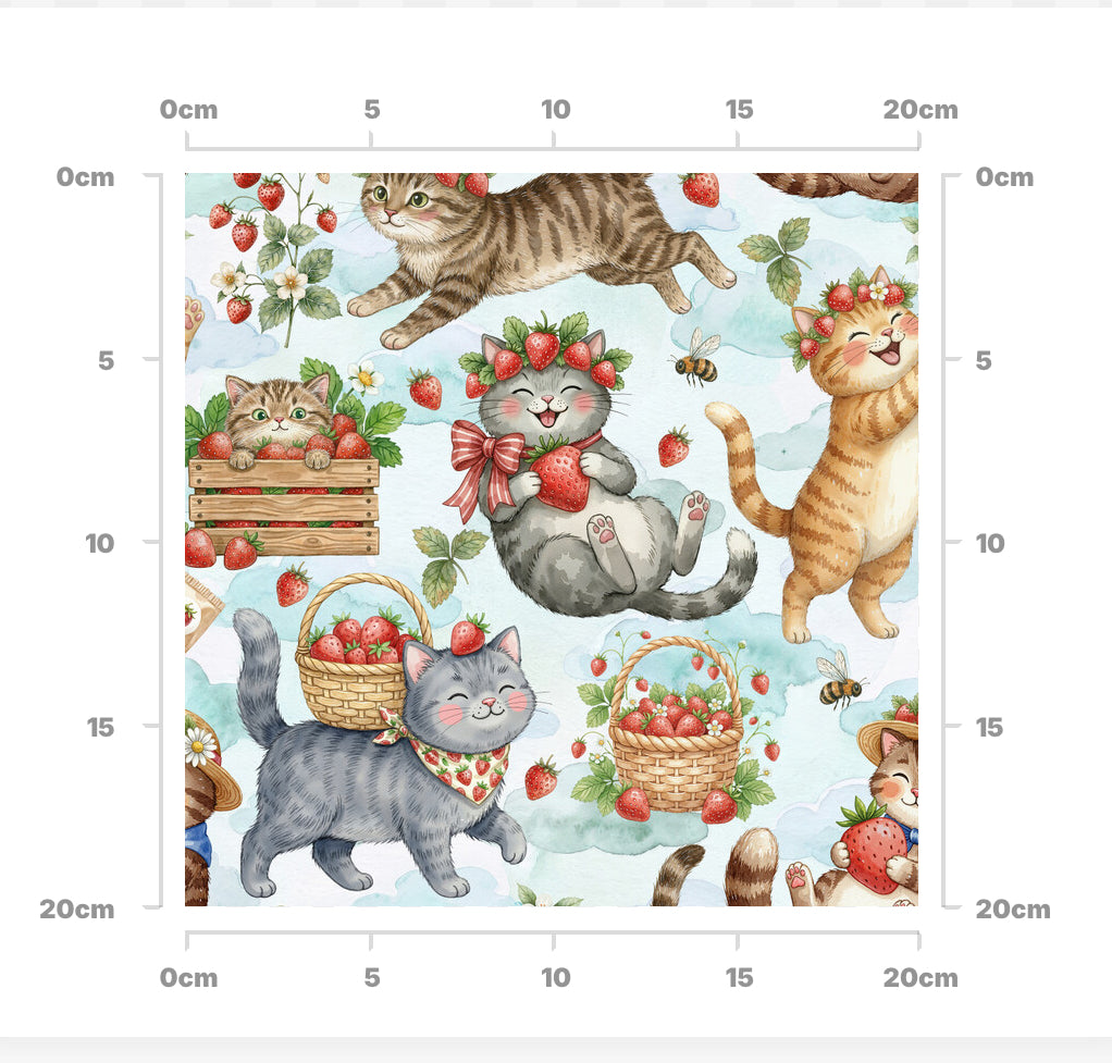 Kittens and strawberries