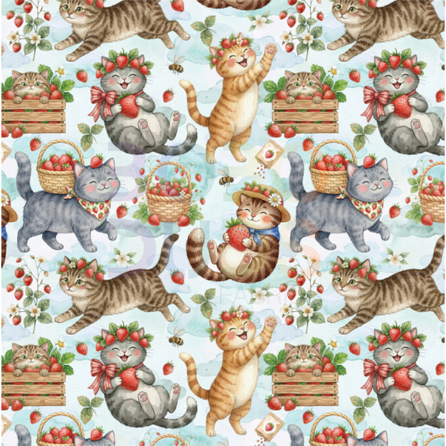 Kittens and strawberries