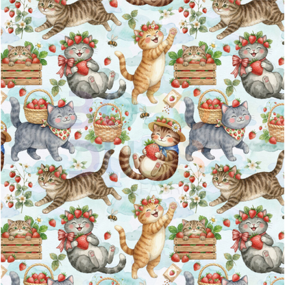 Kittens and strawberries