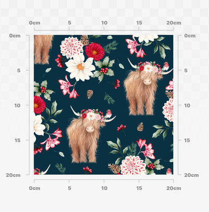 Christmas highland cows (floral)