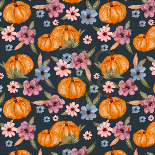 Pumpkins and flowers