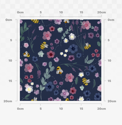 Water colour floral (navy)