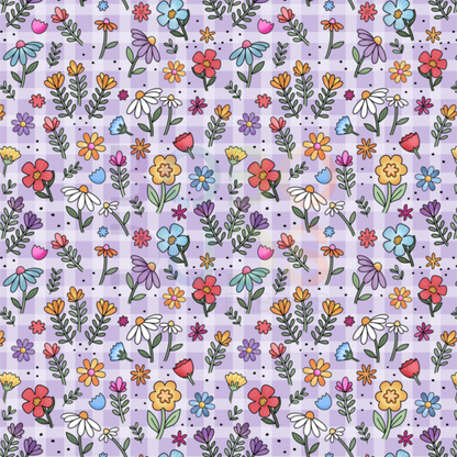 Lilac gingham ditsy floral