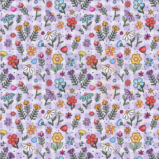 Lilac gingham ditsy floral