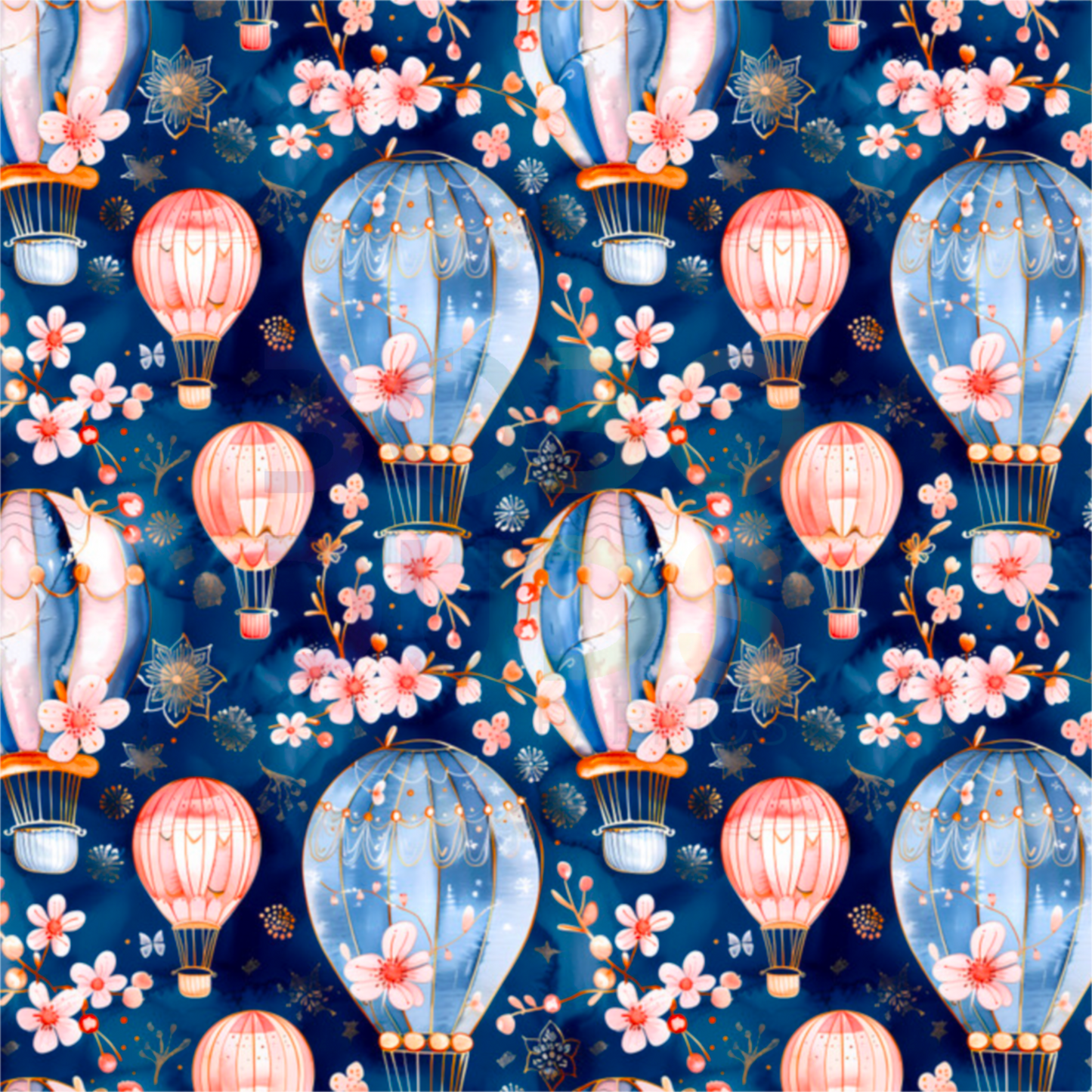 Floral balloons (navy)