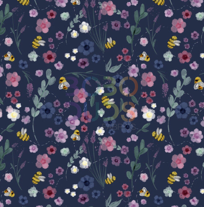 Water colour floral (navy)