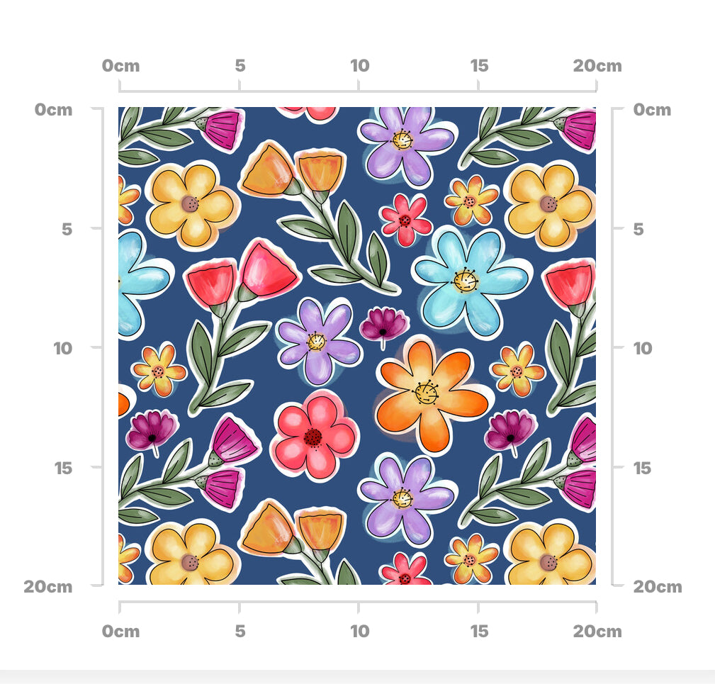 Pretty painted floral blue