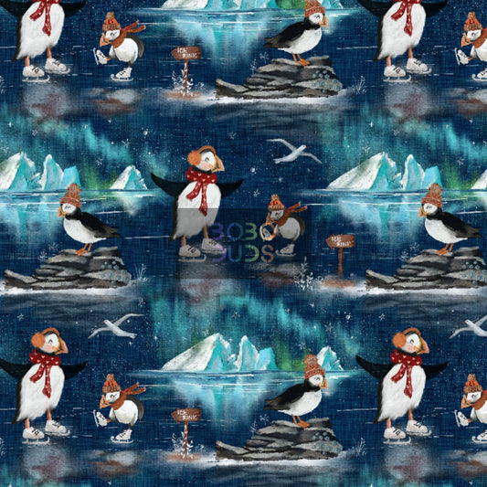 Puffins ice skating
