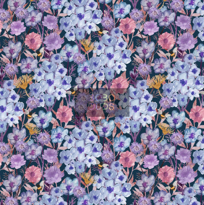 Peach blue floral (navy)