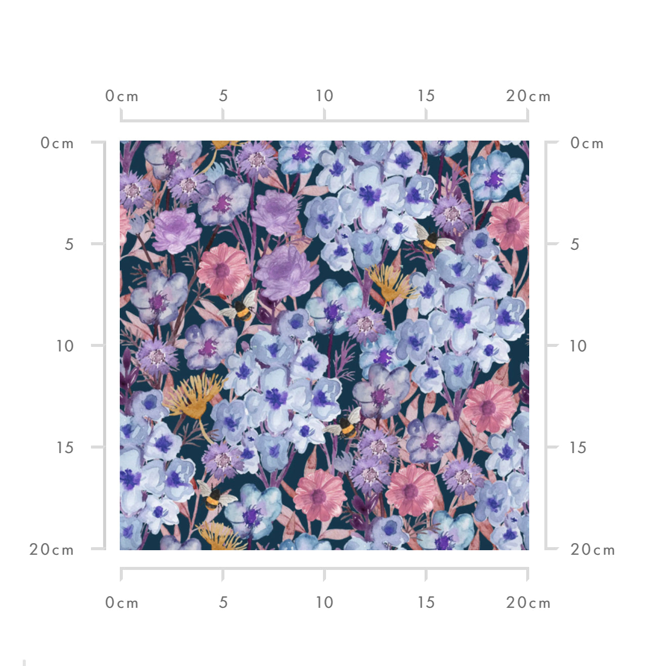 Peach blue floral (navy)